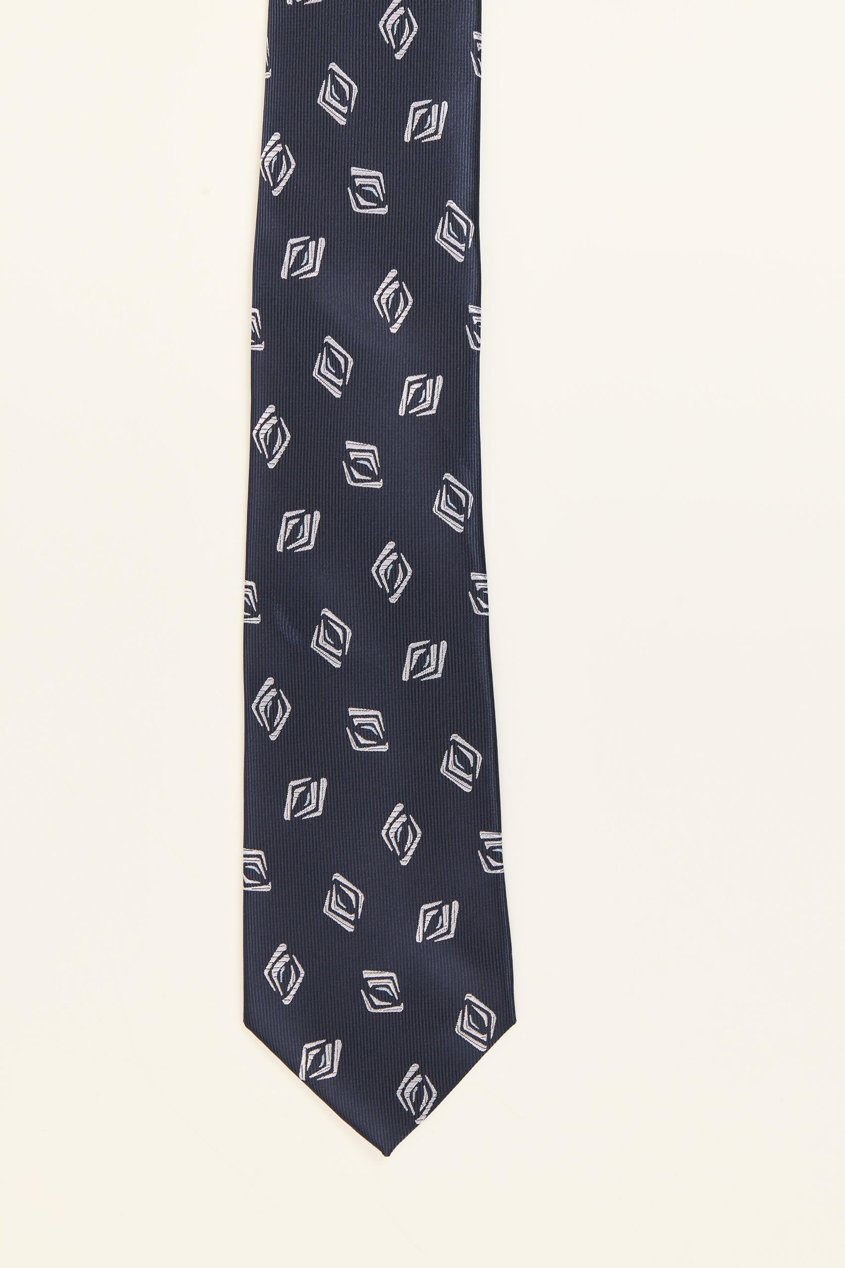 NAVY GEOMETRIC MOTIVES TIE