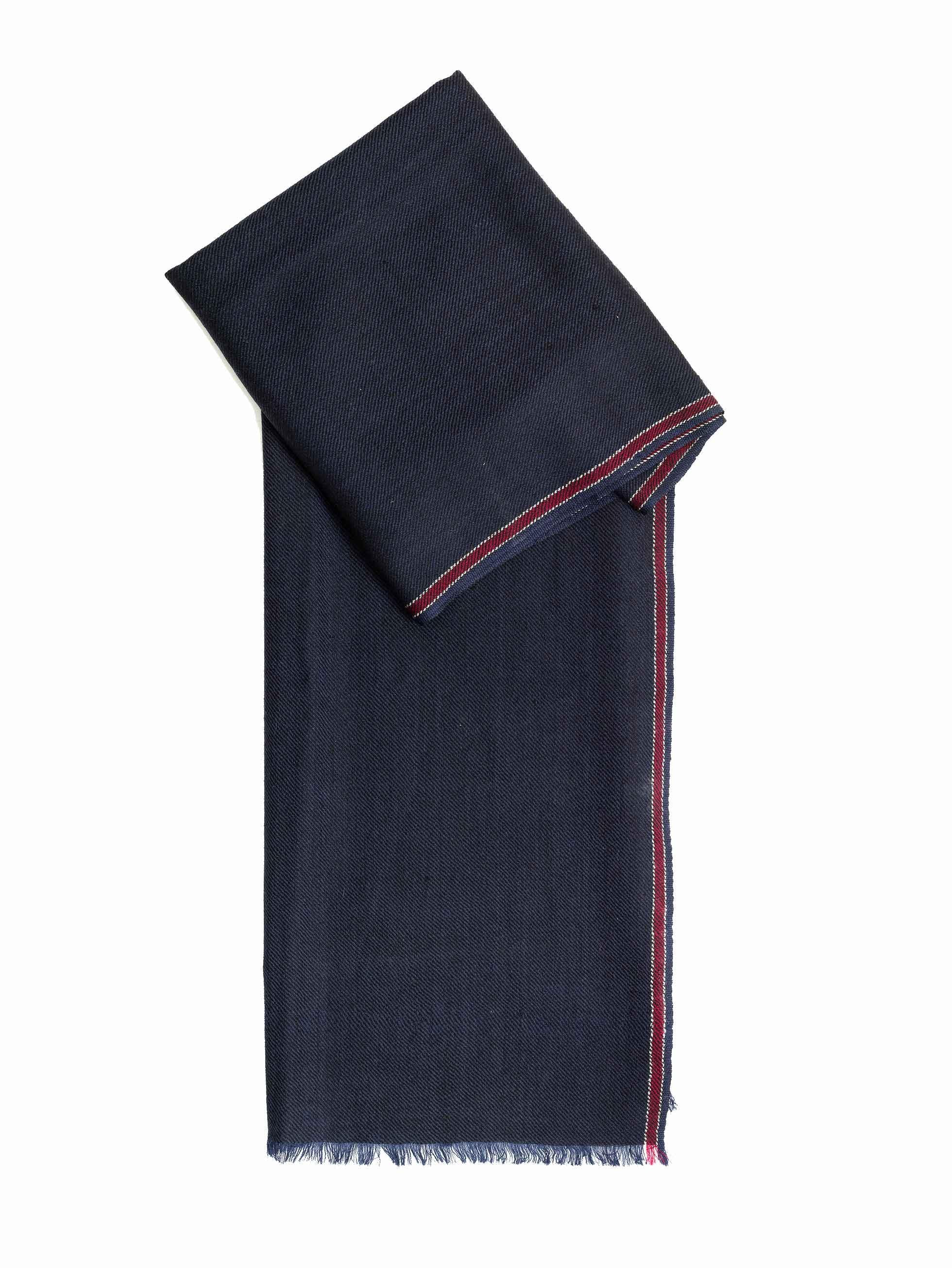 NAVY PLAIN WOOL FOULARD