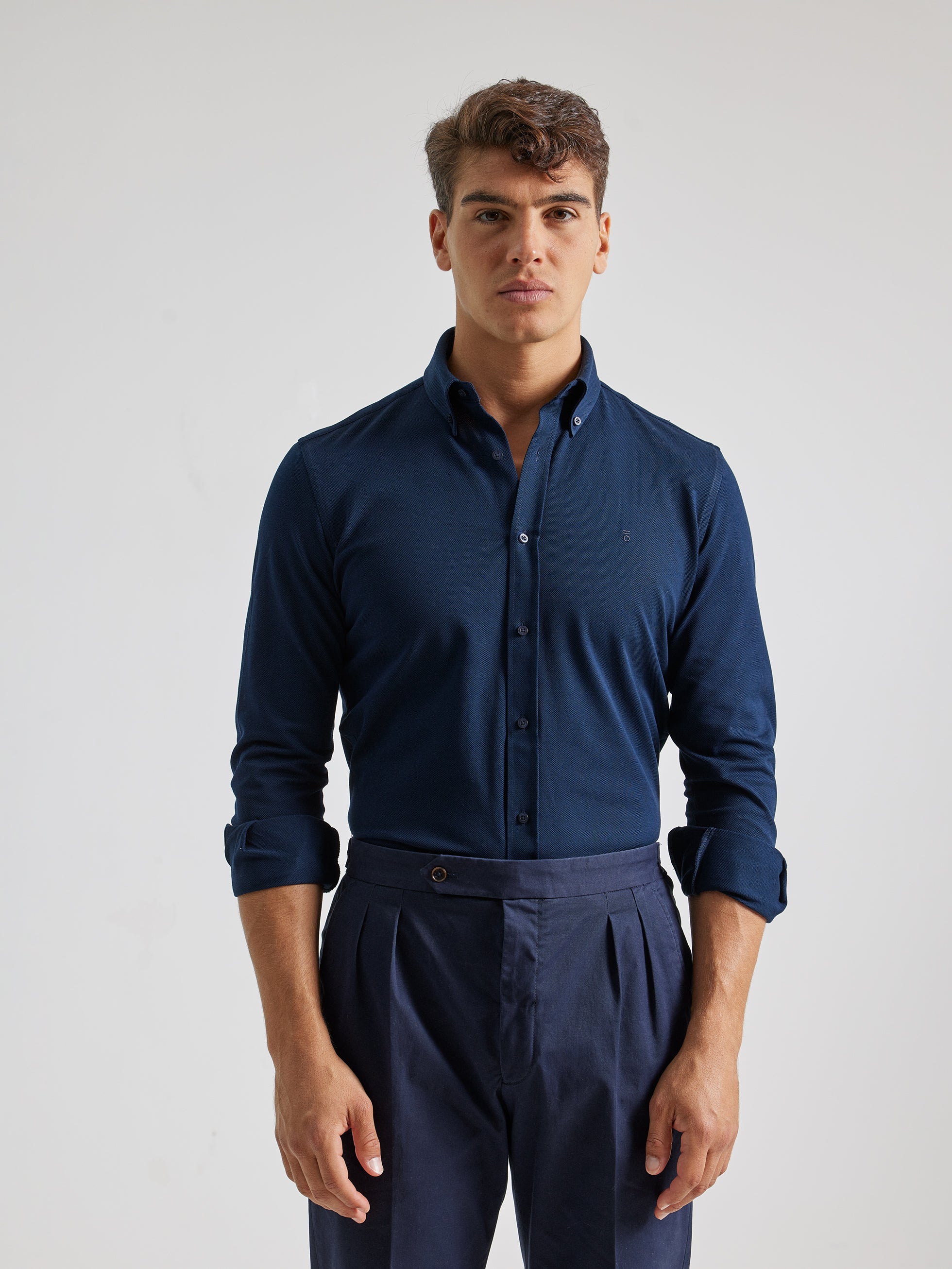 NAVY PIQUE KNITTED SHIRT