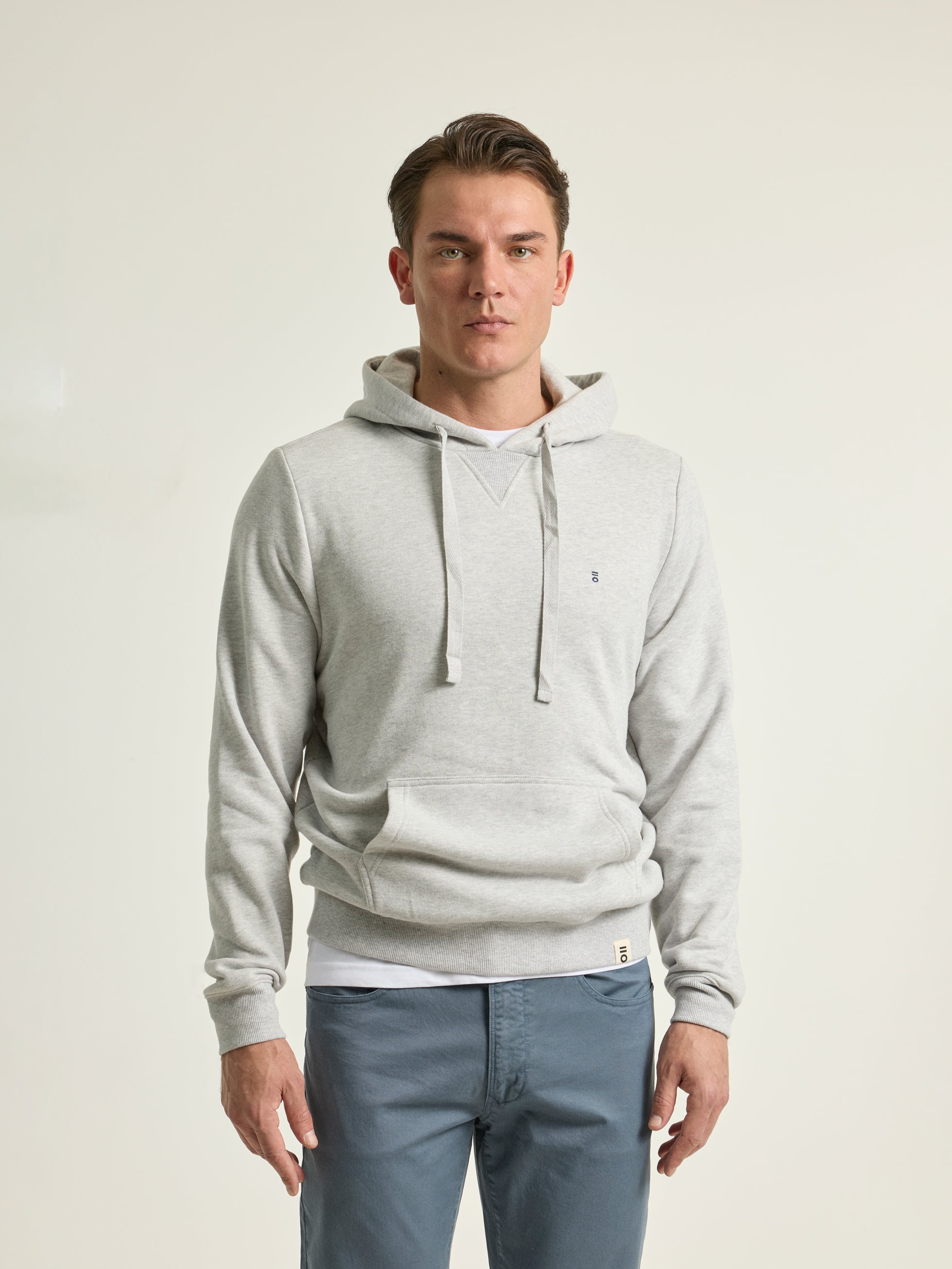 LIGHT GREY BASIC LOGO SWEATSHIRT HOOD