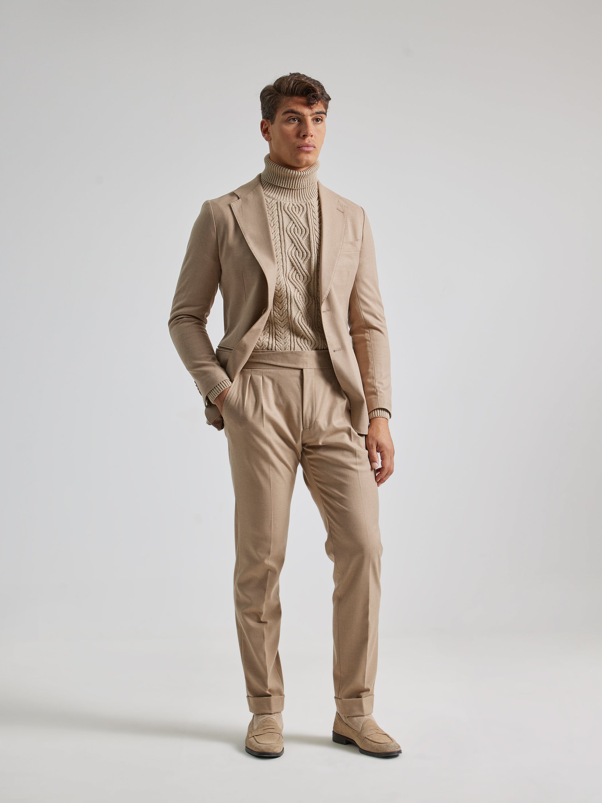 SAND DOUBLE PLEATED GURKHA PANTS