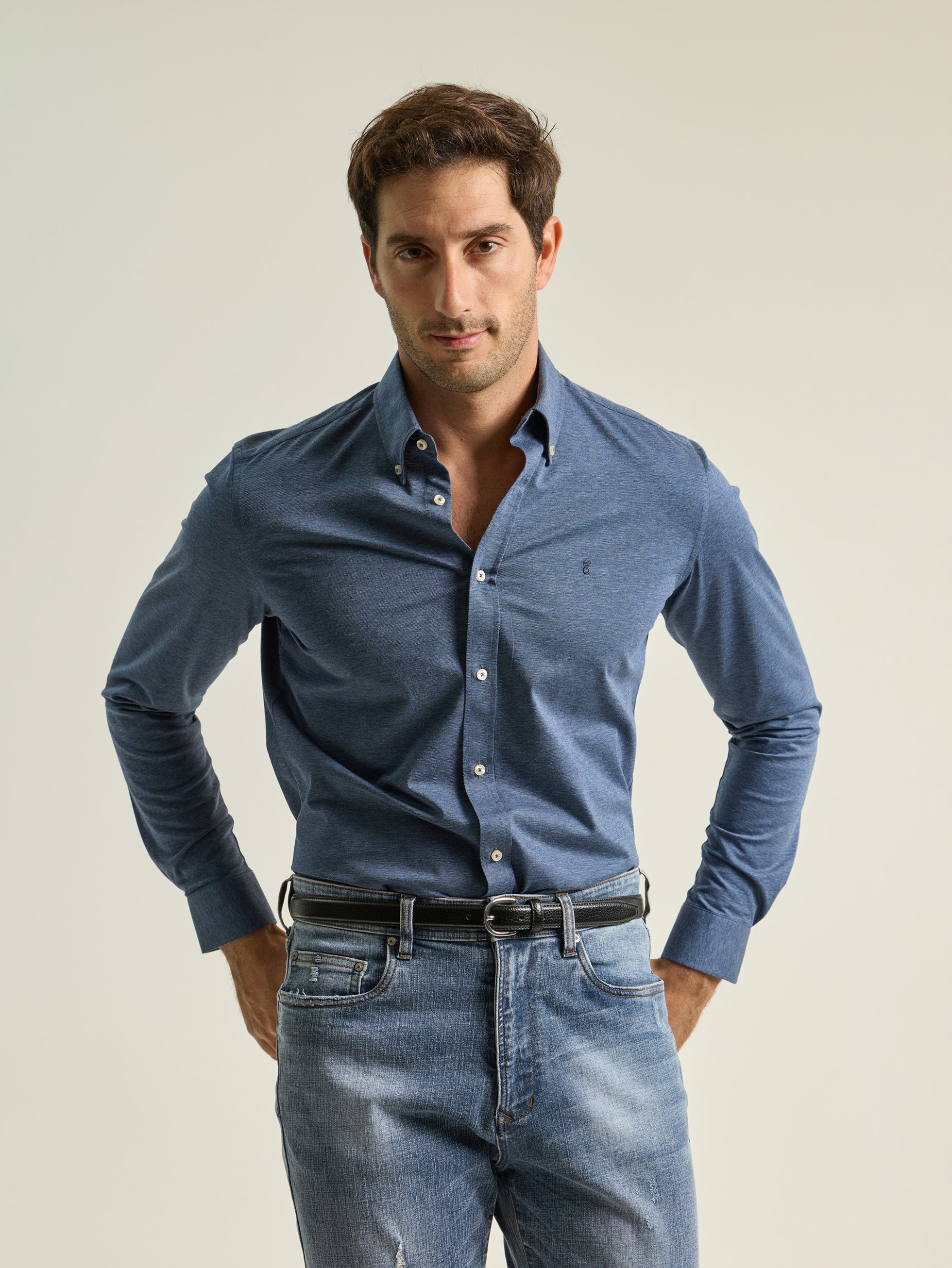 CAMISA CASUAL PUNTO ÍNDIGO