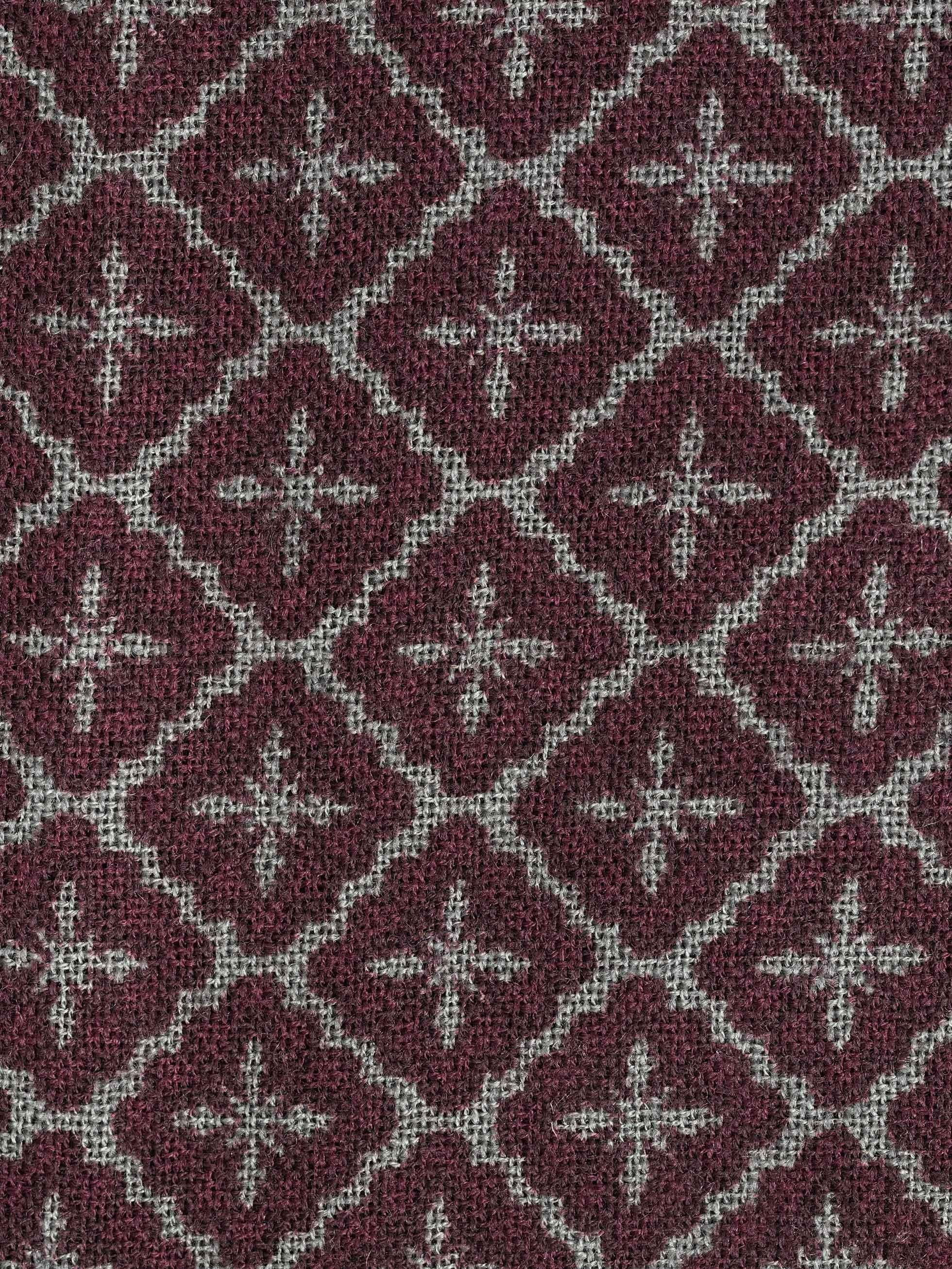 BURGUNDY WOOL GEOMETRIC PRINT FOULARD