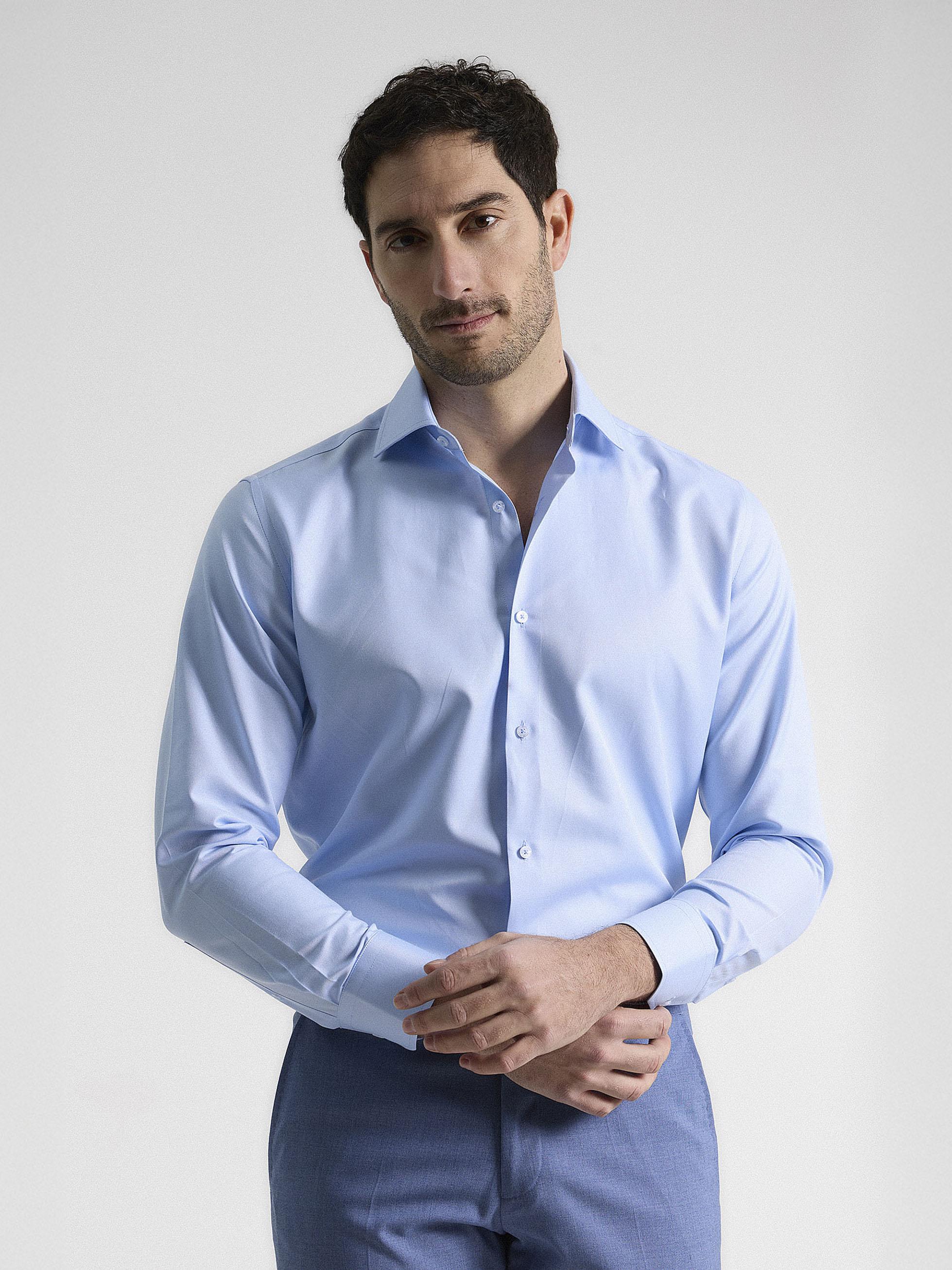 CAMISA TWILL VESTIR CELESTE