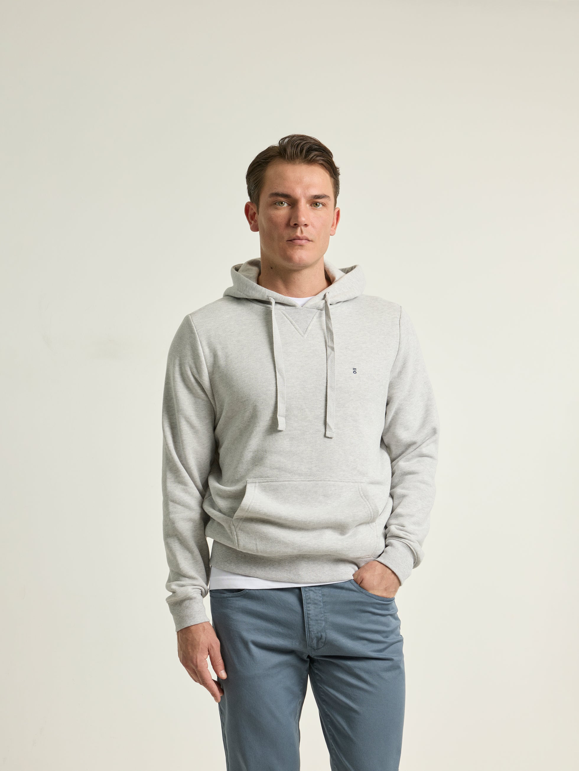 LIGHT GREY BASIC LOGO SWEATSHIRT HOOD