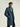 INK BLUE WOOLLEN COAT WITH DETACHABLE INNER COLLAR