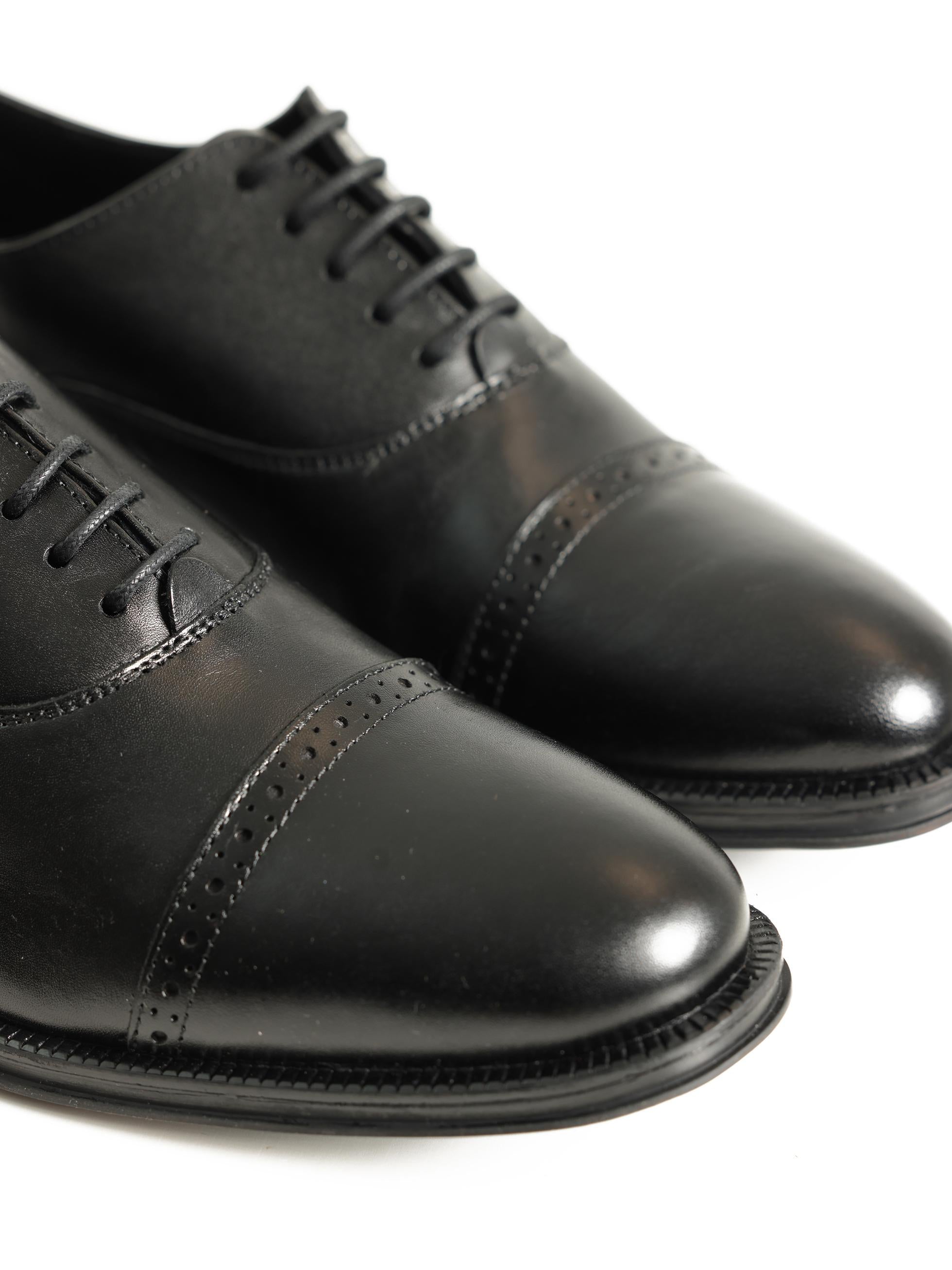 ZAPATO OXFORD PICADO PUNTERA NEGRO - 3