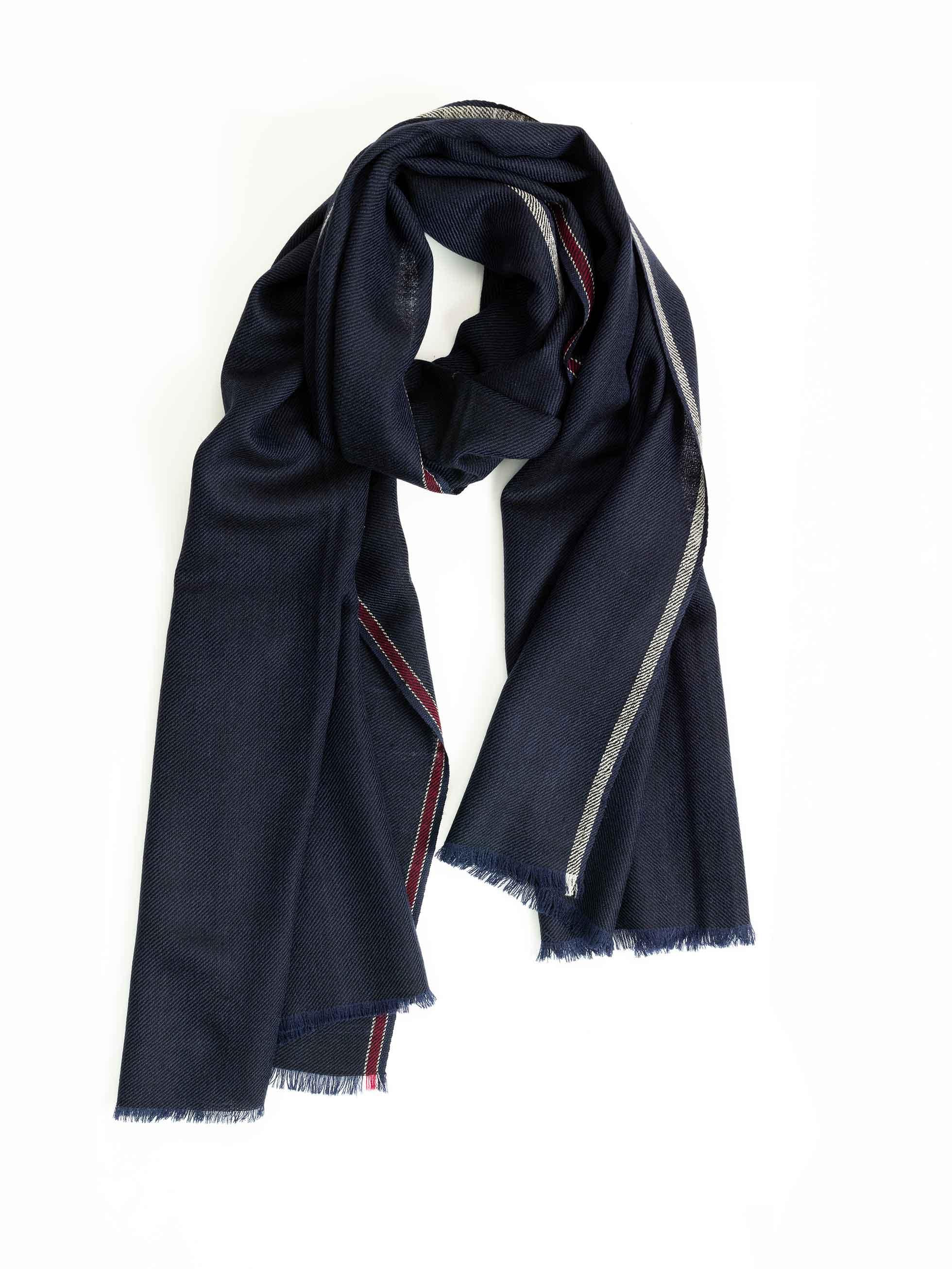 NAVY PLAIN WOOL FOULARD