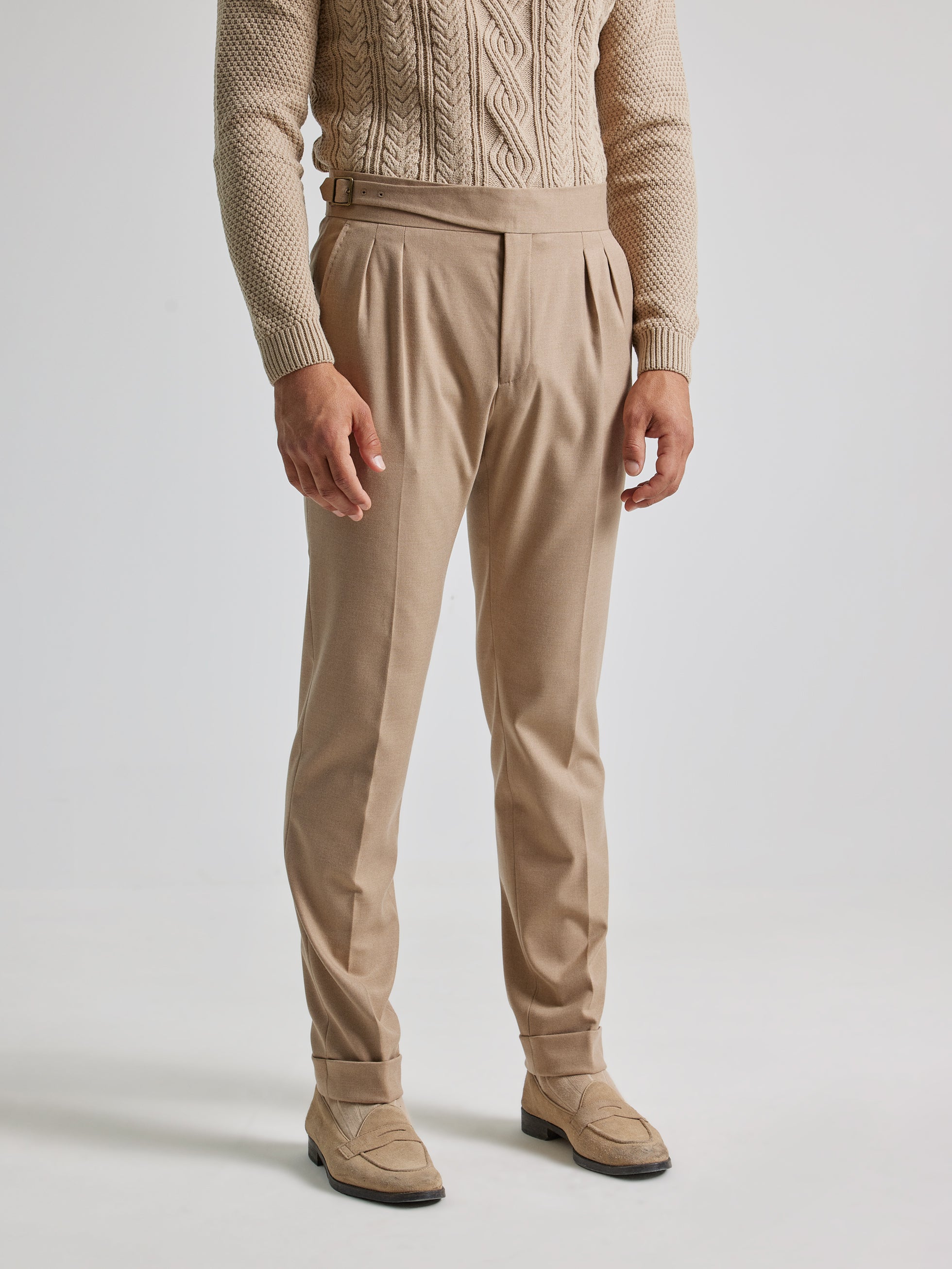 SAND DOUBLE PLEATED GURKHA PANTS