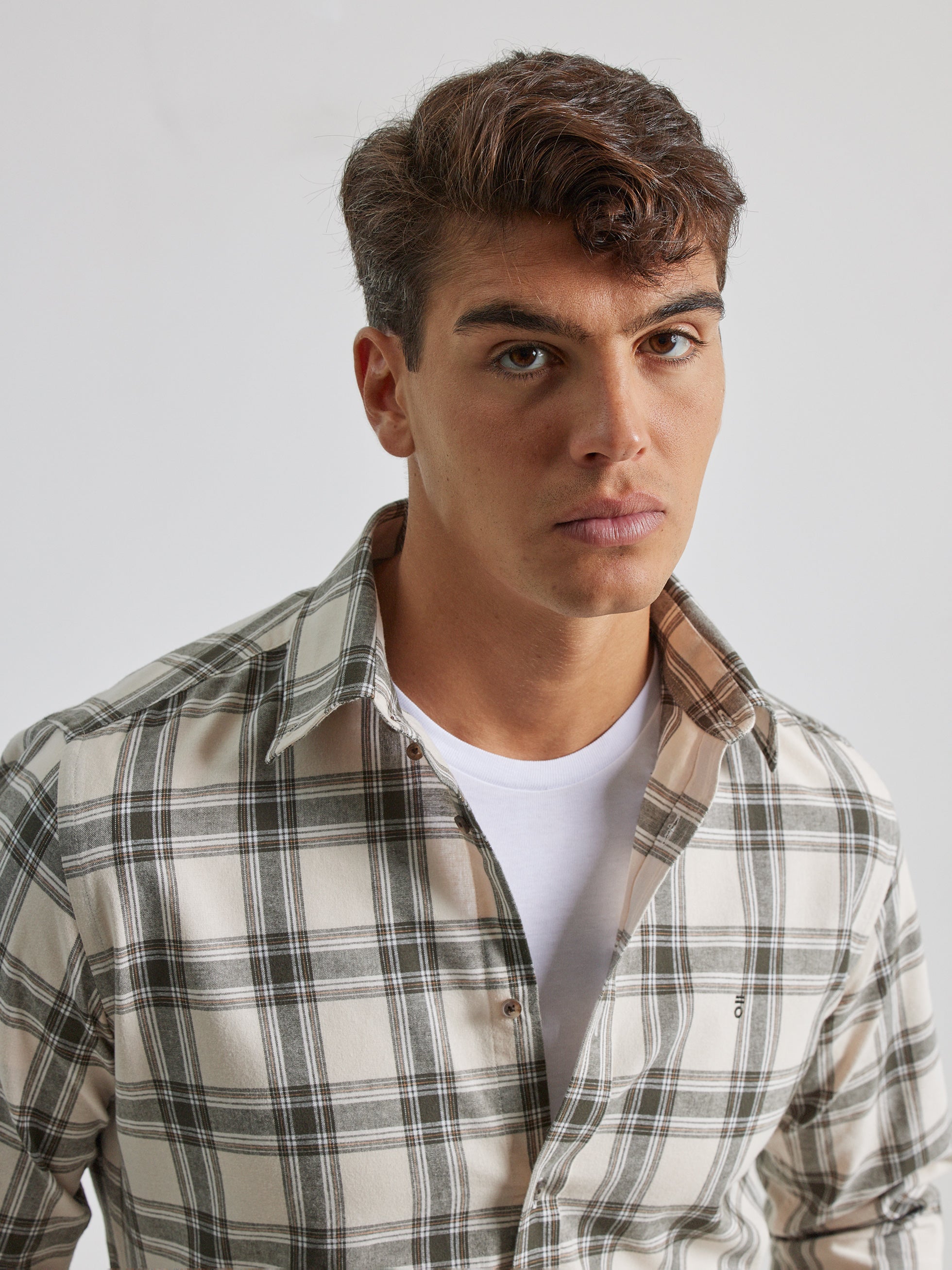 SAND TARTAN PLAID CASUAL SHIRT